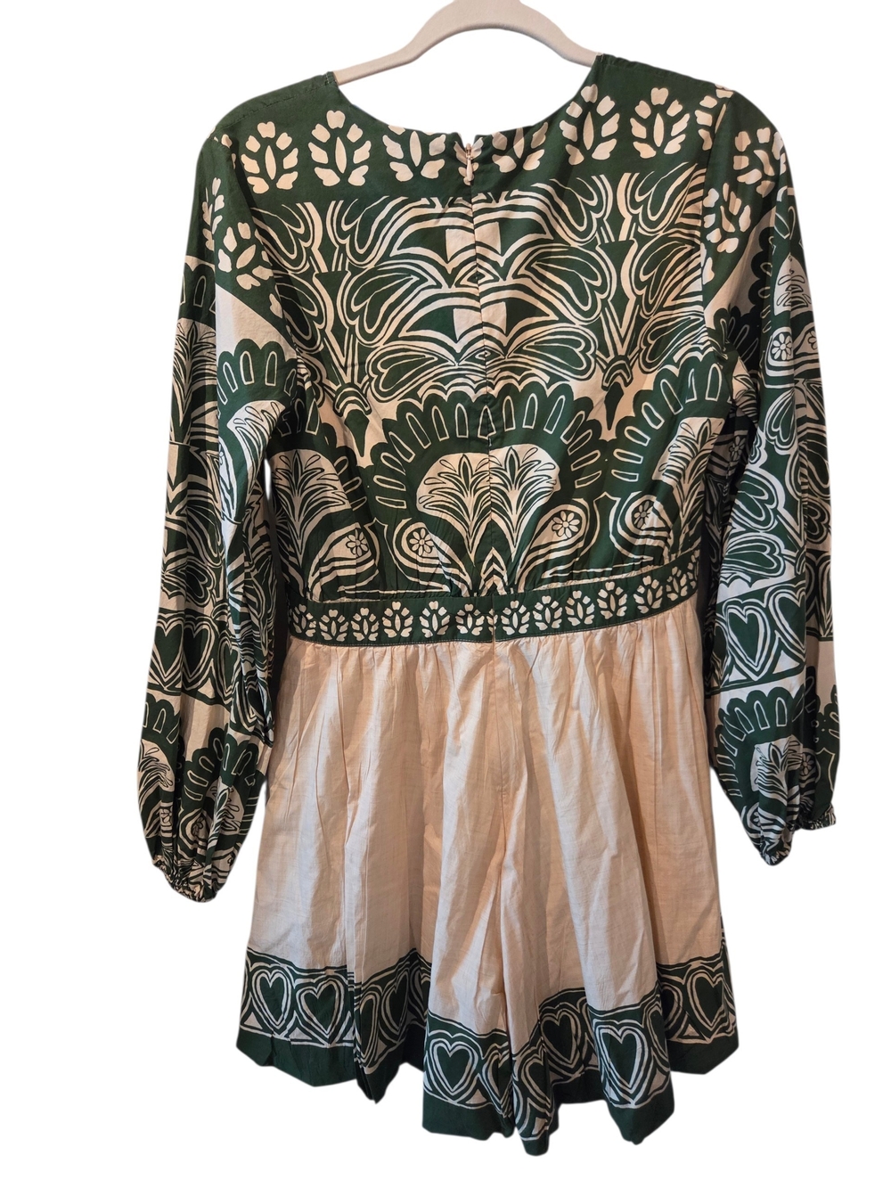 FARM Rio Green and Cream Floral-Print Wrap Jumpsuit Medium - Picture 6 of 6